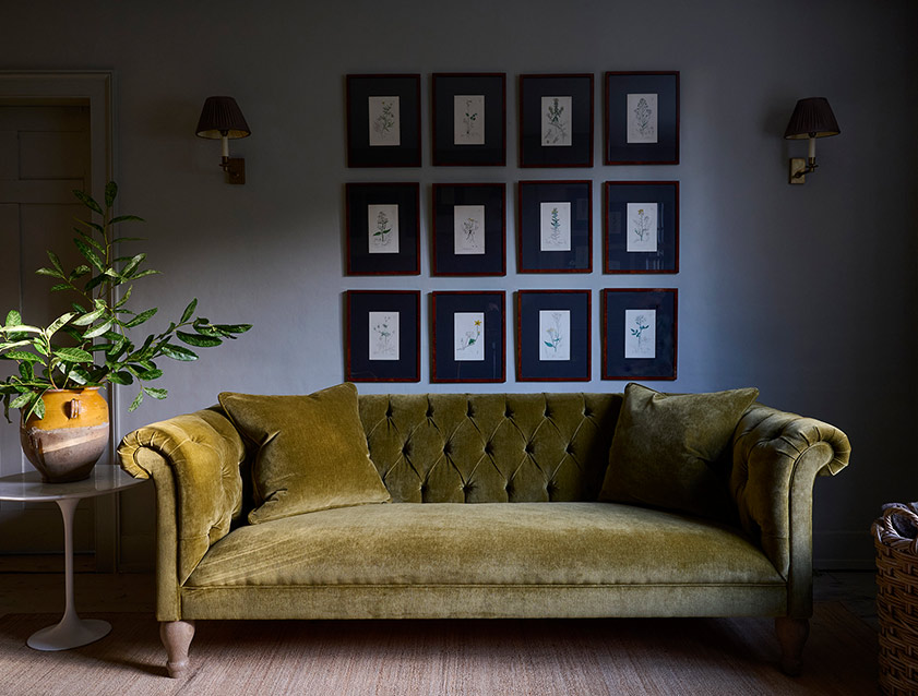 1 Arncliffe 3 Seater Sofa in Traditional Vintage Velvet Olive